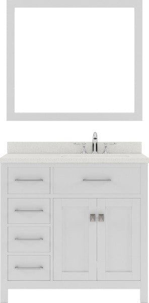 Virtu USA Vanities Caroline Parkway Contemporary White 36" Single Square Sink Vanity Set w/ Polished Chrome Faucet, Right Offset