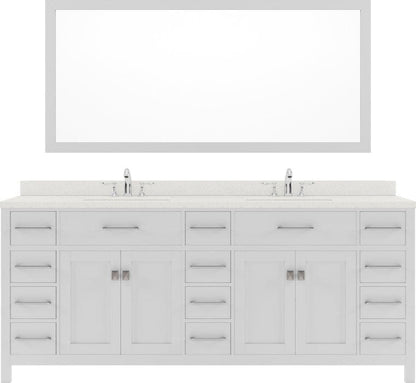 white double sink bathroom vanity set with brushed nickel faucet