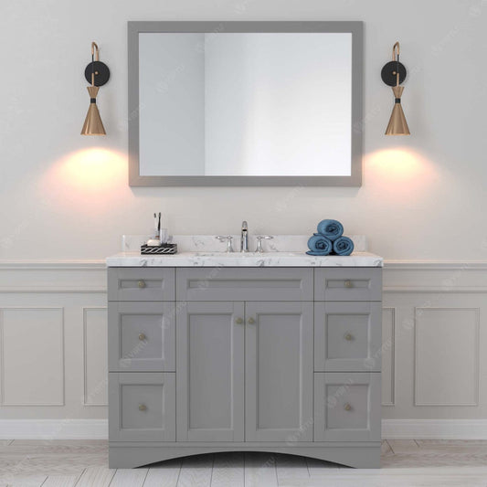 Elise 48" Single Bath Vanity in Gray with Cultured Marble Quartz Top front view