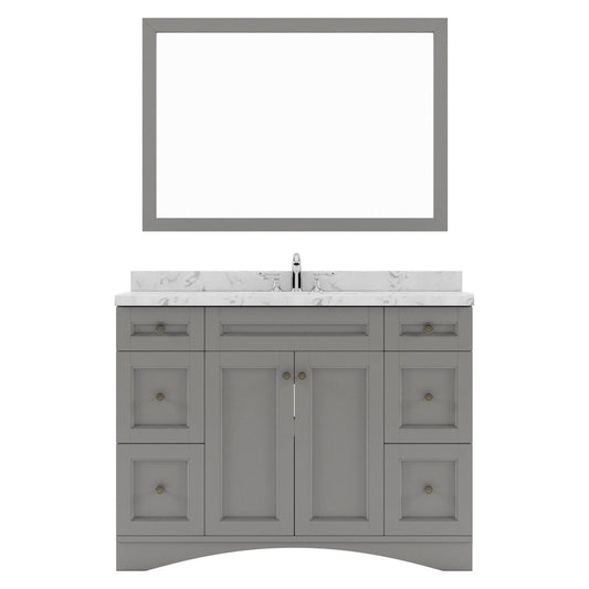 Elise 48" Single Bath Vanity in Gray with Cultured Marble Quartz Top white background