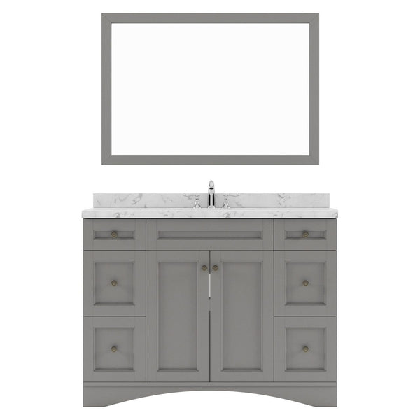 Elise 48 Single Bath Vanity in Gray with Cultured Marble Quartz Top white background