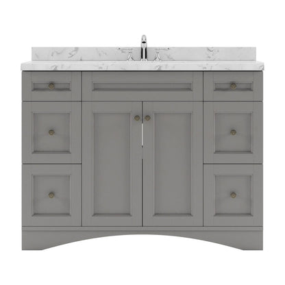 Elise 48" Single Bath Vanity in Gray with Quartz Top white background