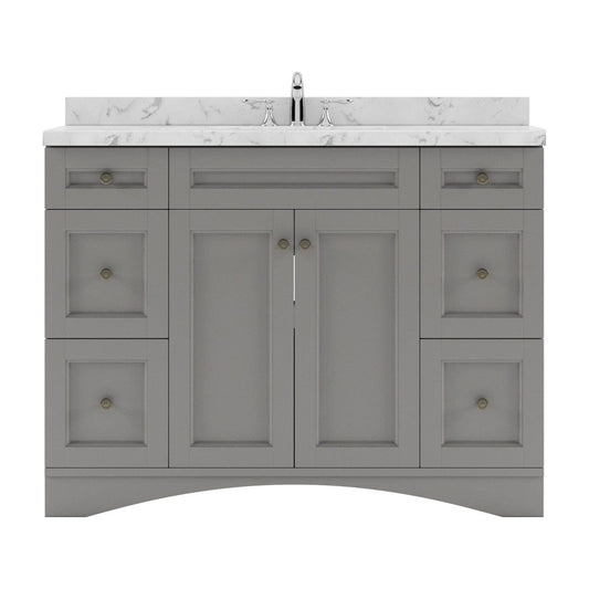 Elise 48" Single Bath Vanity in Gray with Quartz Top white background