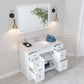 Elise 48" Single Bath Vanity in White with Cultured Marble Quartz Top drawers open