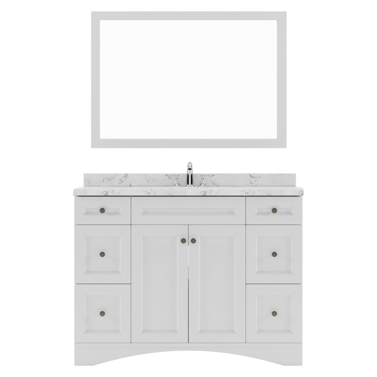 Elise 48" Single Bath Vanity in White with Cultured Marble Quartz Top white background