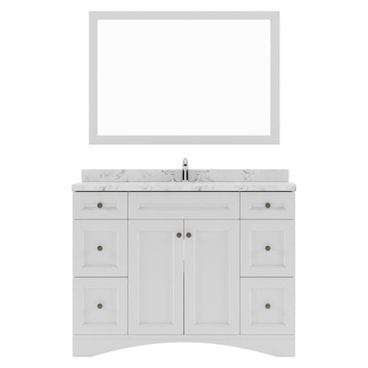 Elise 48" Single Bath Vanity in White with Cultured Marble Quartz Top white background