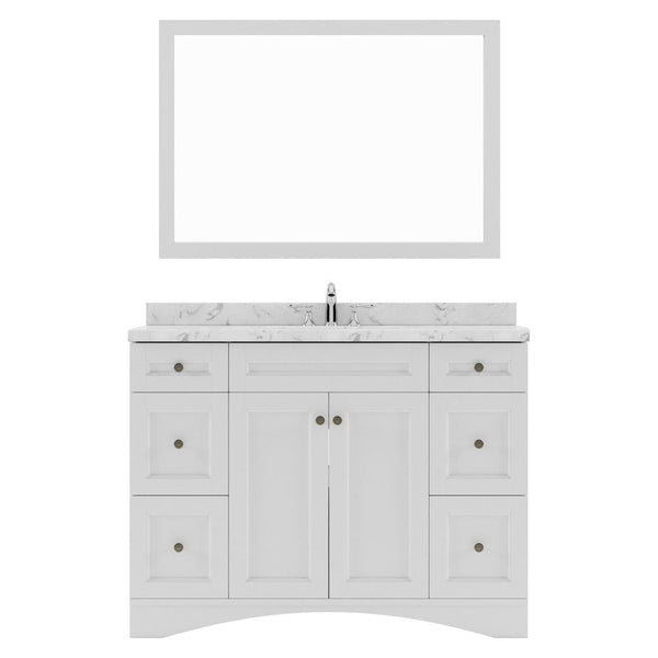 Elise 48 Single Bath Vanity in White with Cultured Marble Quartz Top white background
