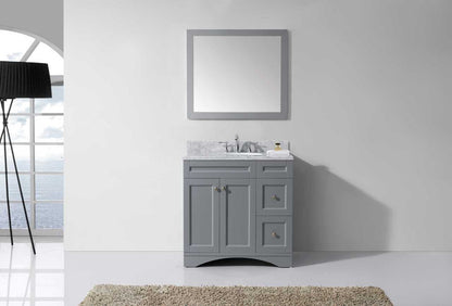 Virtu USA Elise 36" Single Bathroom Vanity Set in Grey w/ Italian Carrara White Marble Counter-Top