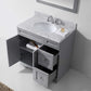 Virtu USA Elise 36 Single Bathroom Vanity Set in Grey w/ Italian Carrara White Marble Counter-Top | Round Basin