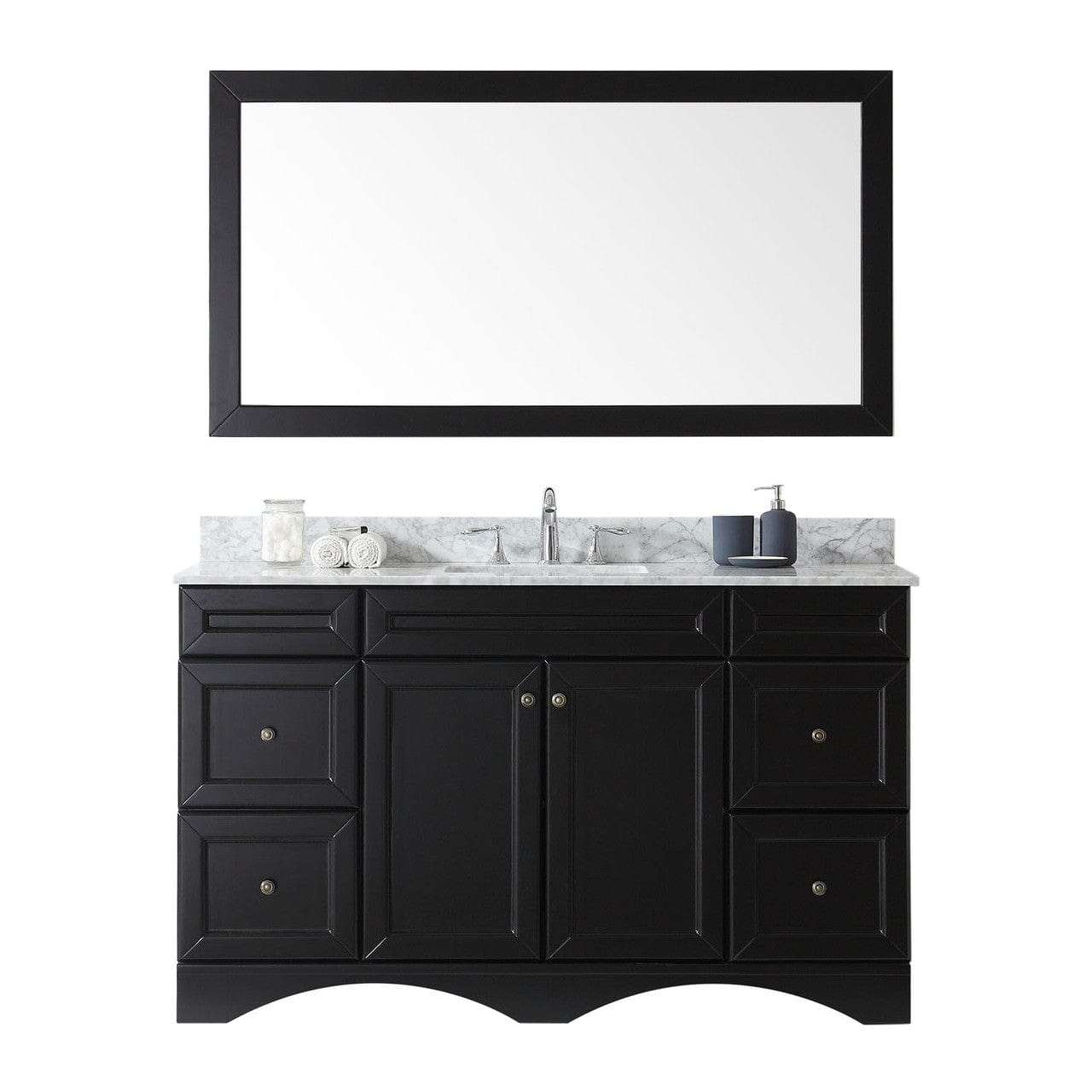 Virtu USA Talisa 60" Single Square Sink Espresso Top Vanity in Espresso with Mirror