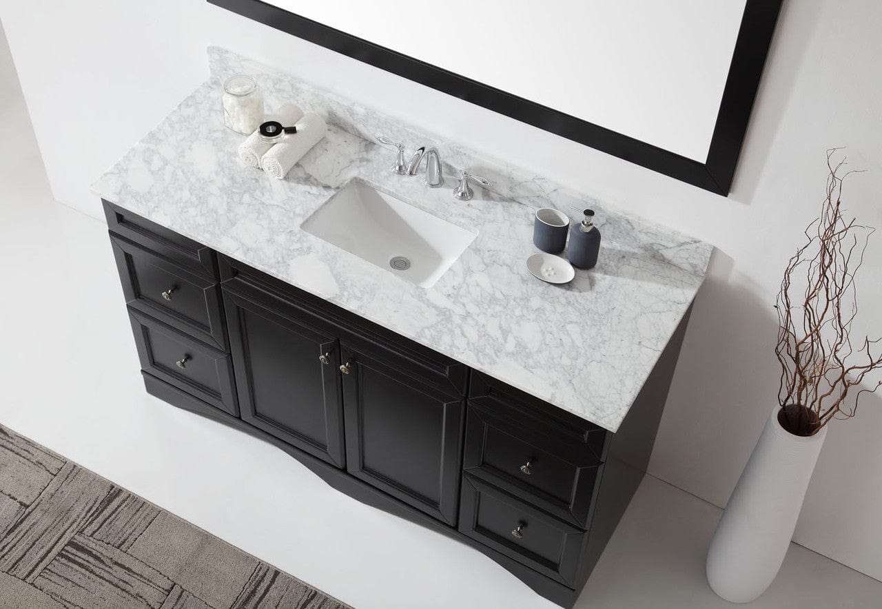 Virtu USA Talisa 60 Single Square Sink Espresso Top Vanity in Espresso w/ Mirror