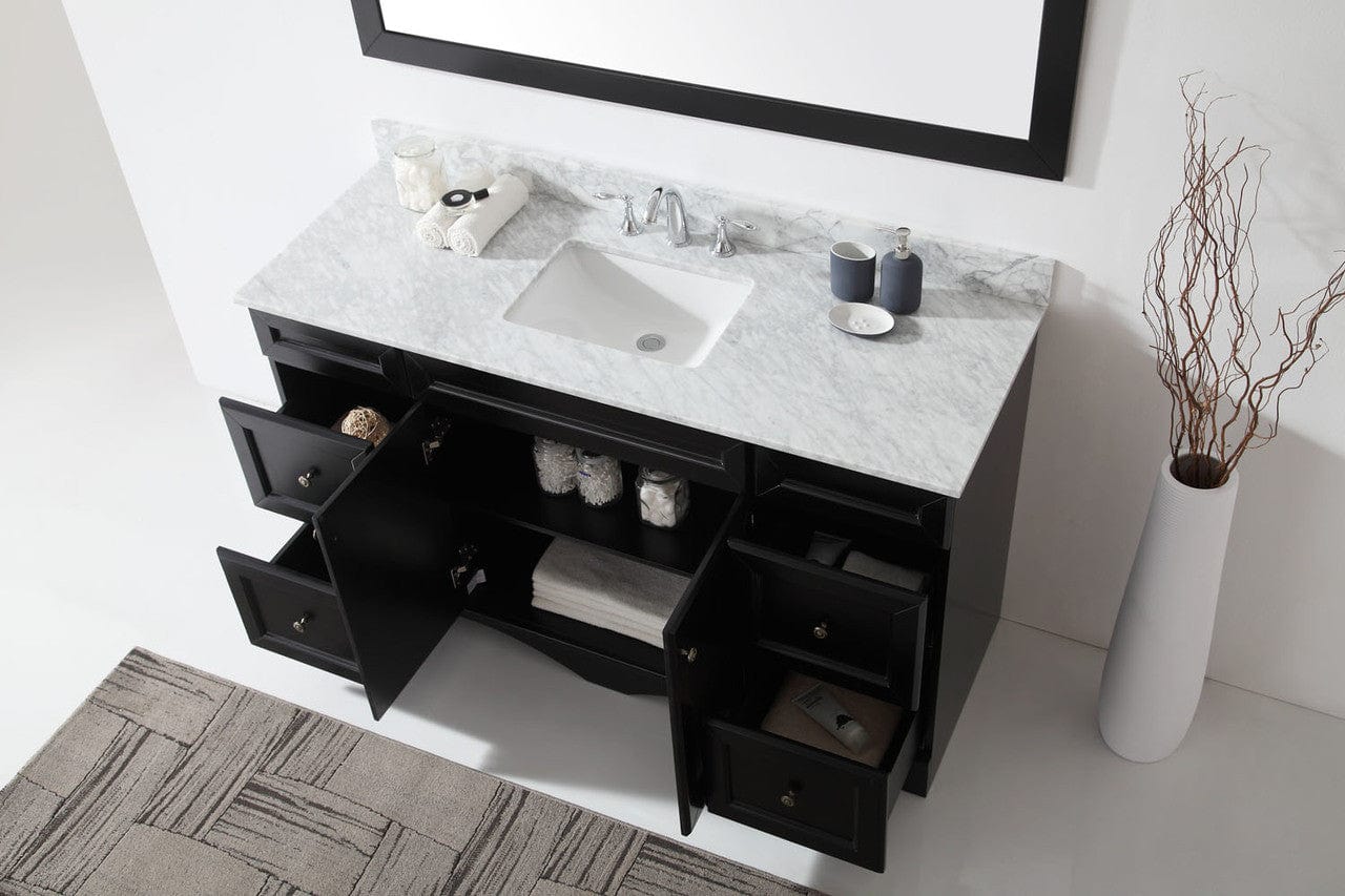 Virtu USA Talisa 60 Single Square Sink Espresso Top Vanity in Espresso w/ Mirror