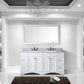 Virtu USA Talisa 72 Double Bathroom Vanity Set in White w/ Italian Carrara White Marble Counter-Top | Round Basin
