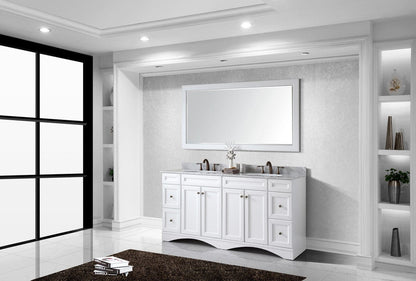 Virtu USA Talisa 72 Double Bathroom Vanity Set in White w/ Italian Carrara White Marble Counter-Top | Round Basin