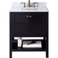 Virtu USA Winterfell 30" Single Bathroom Vanity Set in Espresso w/ Italian Carrara White Marble Counter-Top | Round Basin