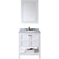 Virtu USA Winterfell 30" Single Bathroom Vanity Set in White w/ Italian Carrara White Marble Counter-Top | Round Basin