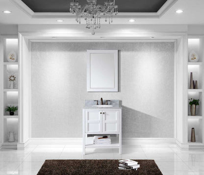 Virtu USA Winterfell 30 Single Bathroom Vanity Set in White w/ Italian Carrara White Marble Counter-Top | Round Basin