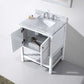 Virtu USA Winterfell 30 Single Bathroom Vanity Set in White w/ Italian Carrara White Marble Counter-Top | Square Basin