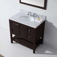 Virtu USA Winterfell 36 Single Bathroom Vanity Set in Espresso w/ Italian Carrara White Marble Counter-Top | Round Basin