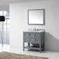 Virtu USA Winterfell 36 Single Bathroom Vanity Set in Grey w/ Italian Carrara White Marble Counter-Top | Round Basin