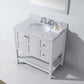 Virtu USA Winterfell 36 Single Bathroom Vanity Set in White w/ Italian Carrara White Marble Counter-Top | Round Basin