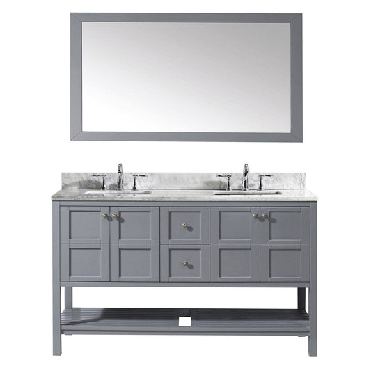 Virtu USA Winterfell 60" Double Bathroom Vanity Set in Grey
