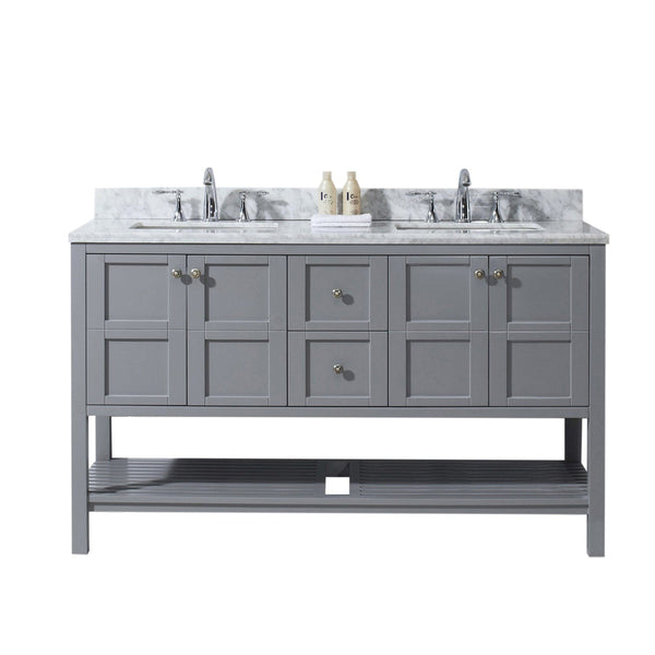 Virtu USA Winterfell 60 Double Bathroom Vanity Set in Grey