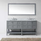 Virtu USA Winterfell 72 Double Bathroom Vanity Set in Grey w/ Italian Carrara White Marble Counter-Top | Square Basin