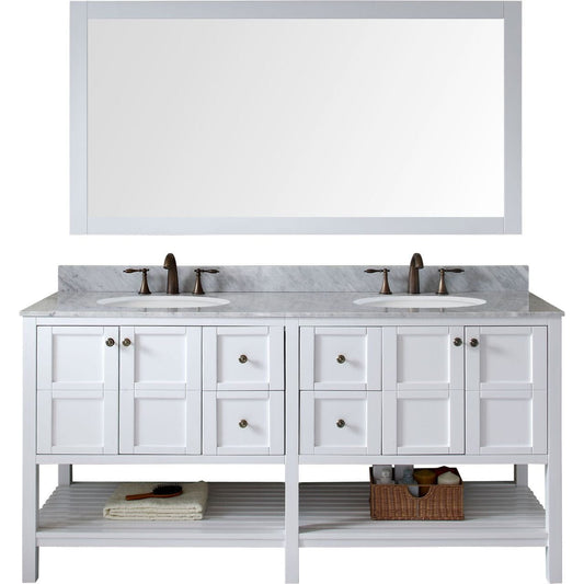 Virtu USA Winterfell 72" Double Bathroom Vanity Set in White