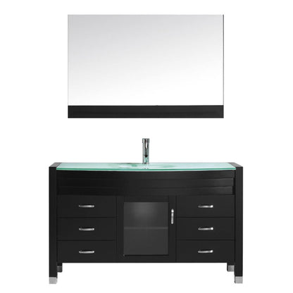 Virtu USA Ava 55" Single Bathroom Vanity Cabinet Set in Espresso w/ Tempered Glass Counter-Top