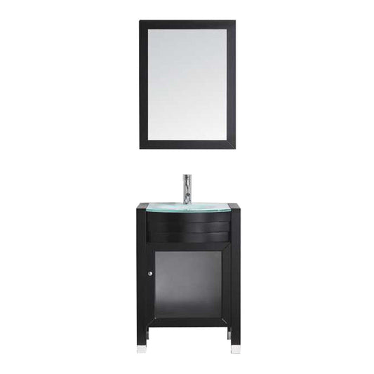 Virtu USA Ava 24" Single Bathroom Vanity Cabinet Set in Espresso w/ Tempered Glass Counter-Top