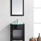 Virtu USA Ava 24" Single Bathroom Vanity Cabinet Set in Espresso w/ Tempered Glass Counter-Top