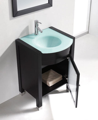 Virtu USA Ava 24 Single Bathroom Vanity Set in Espresso w/ Tempered Glass Counter-Top