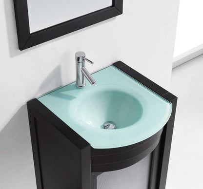 Virtu USA Ava 24 Single Bathroom Vanity Set in Espresso w/ Tempered Glass Counter-Top