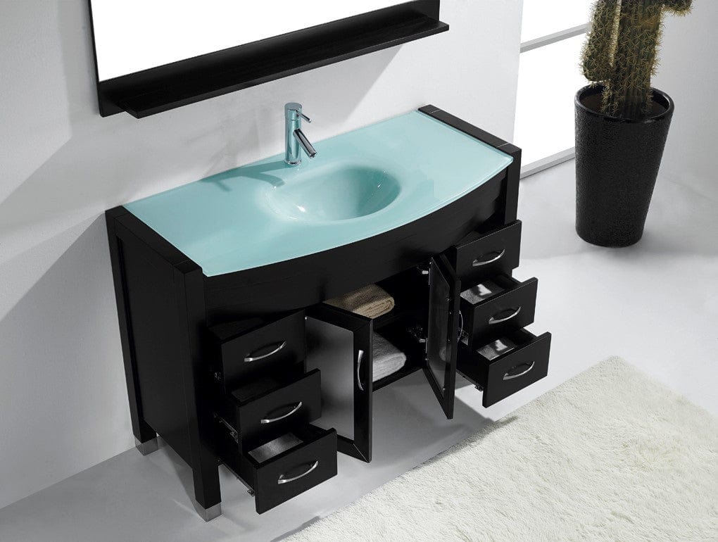 Virtu USA Ava 48 Single Bathroom Vanity Set in Espresso w/ Tempered Glass Counter-Top