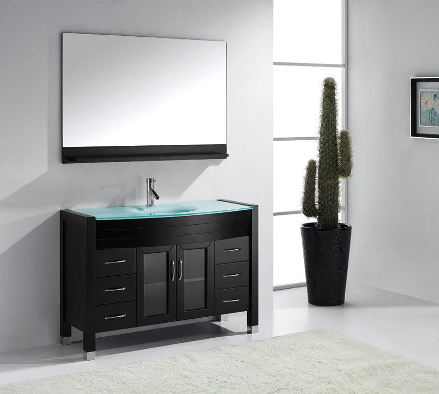 Virtu USA Ava 48 Single Bathroom Vanity Set in Espresso w/ Tempered Glass Counter-Top