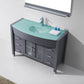 Virtu USA Ava 48 Single Bathroom Vanity Set in Grey w/ Tempered Glass Counter-Top |Ê Round Basin