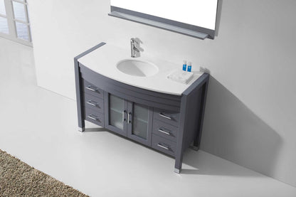 Virtu USA Ava 48 Single Bathroom Vanity Set in Grey | White Stone Counter-Top