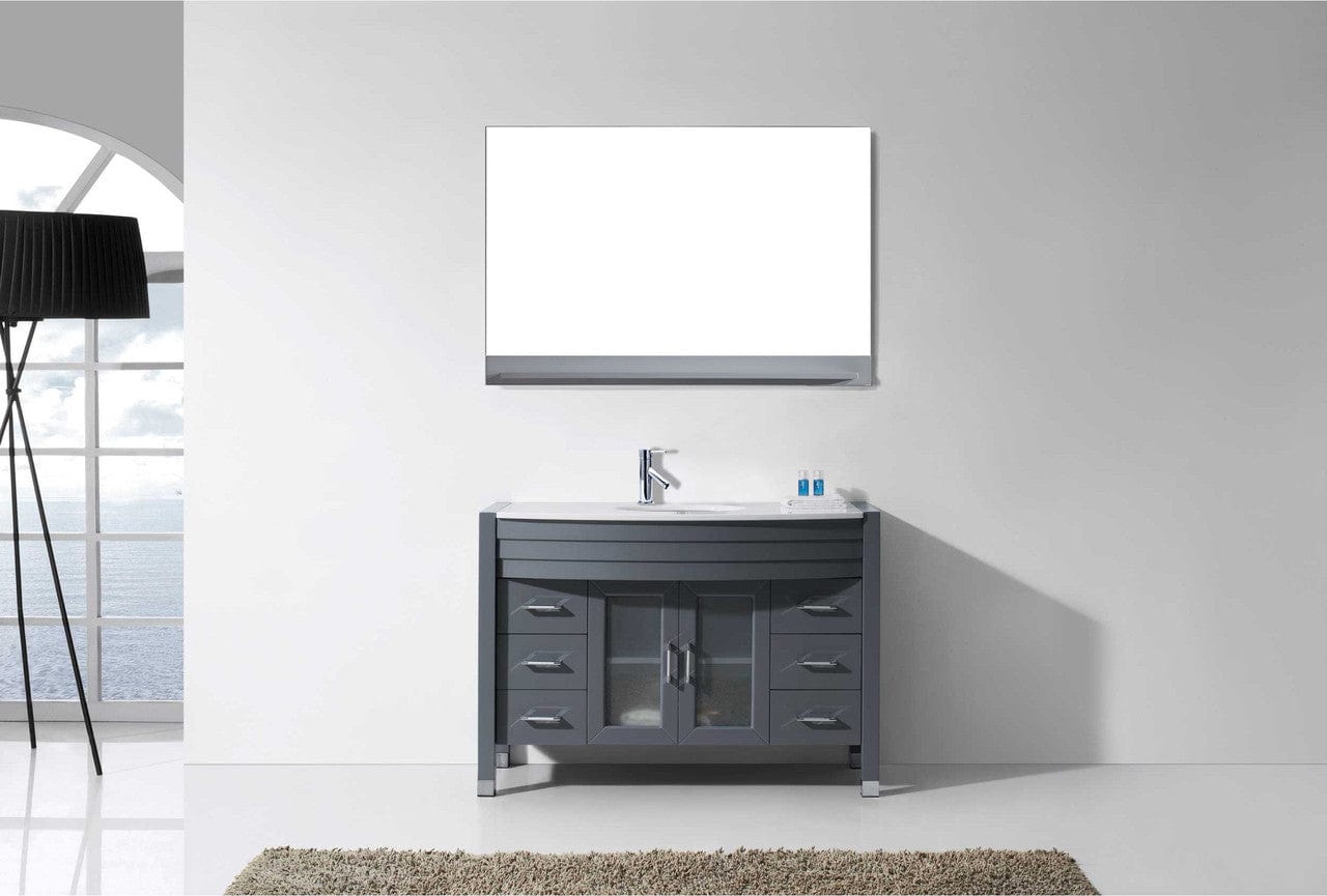 Virtu USA Ava 48 Single Bathroom Vanity Set in Grey | White Stone Counter-Top