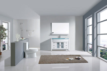 Virtu USA Ava 48 Single Bathroom Vanity Set in White w/ Tempered Glass Counter-Top