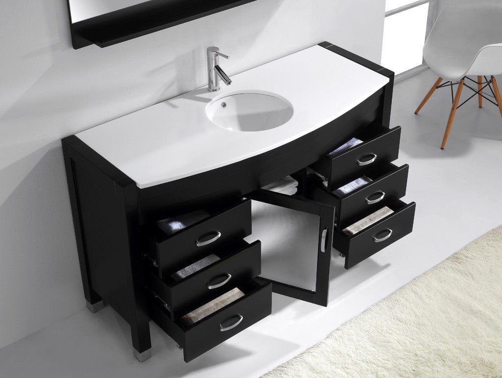 Virtu USA Ava 55 Single Bathroom Vanity Set in Espresso w/ White Stone Counter-Top