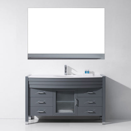 Virtu USA Ava 55 Single Bathroom Vanity Set in Grey | White Stone Counter-Top