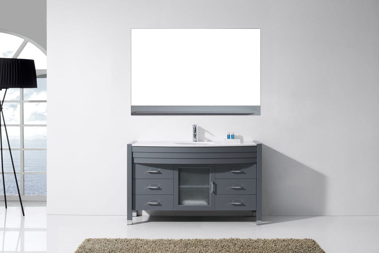 Virtu USA Ava 55 Single Bathroom Vanity Set in Grey | White Stone Counter-Top