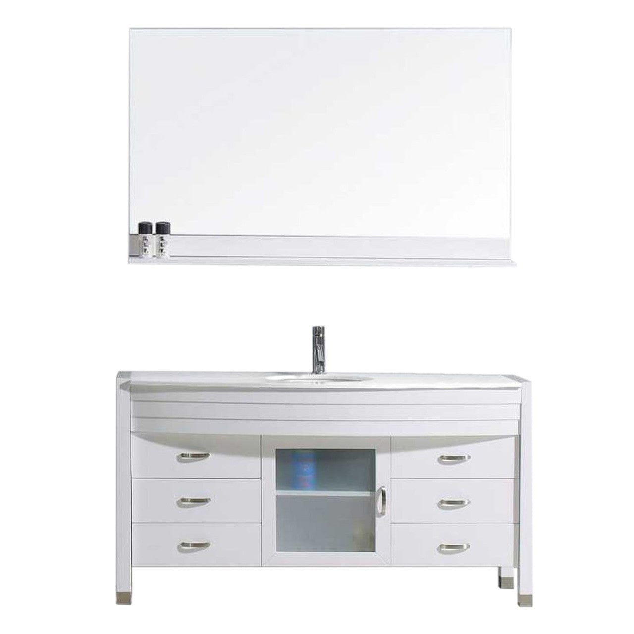 Virtu USA Ava 55" Single Bathroom Vanity Set in White | White Stone Counter-Top