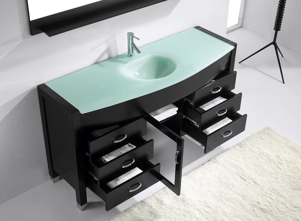 Virtu USA Ava 61 Single Bathroom Vanity Set in Espresso w/ Tempered Glass Counter-Top