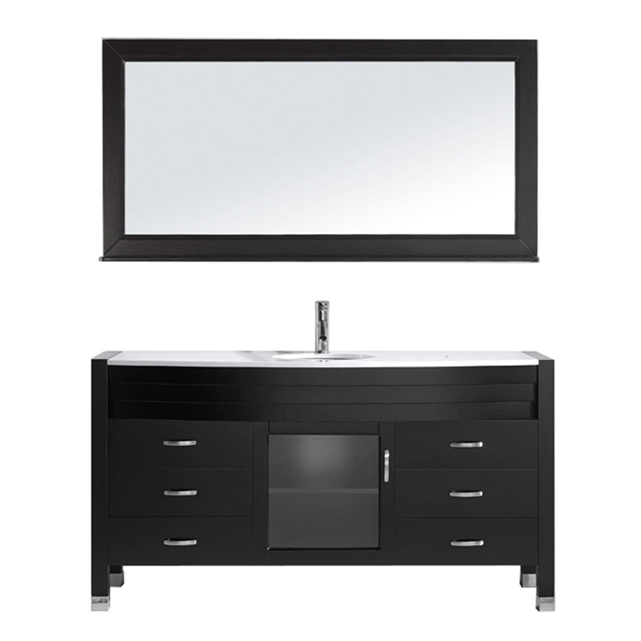 Virtu USA Ava 61" Single Bathroom Vanity Set in Espresso w/ White Stone Counter-Top