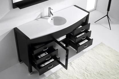 Virtu USA Ava 61 Single Bathroom Vanity Set in Espresso w/ White Stone Counter-Top