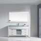 Virtu USA Ava 61" Single Bathroom Vanity Cabinet Set in White w/ Tempered Glass Counter-Top