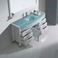 Virtu USA Ava 61 Single Bathroom Vanity Set in White w/ Tempered Glass Counter-Top