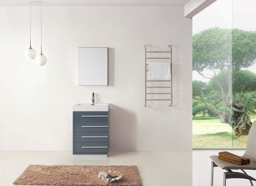 Virtu USA Bailey 24" Single Bathroom Vanity Cabinet Set in Grey w/ Polymarble Counter-Top